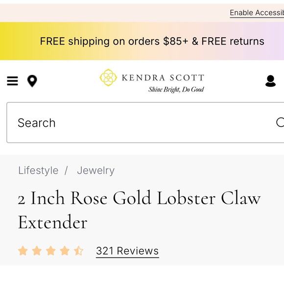 New Kendra Scott 2" 14K Rose Gold Lobster Claw Extender - Picture 4 of 5